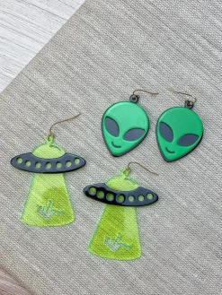 Acrylic Alien Dangle Earrings