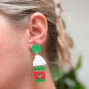 Acrylic Hot Coco Dangle Earrings - Green