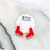 Acrylic Ice Skate Dangle Earrings - Red