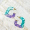 Acrylic Square Hoop Earrings - Purple