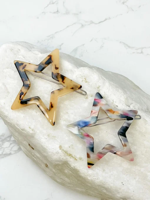 Acrylic Star Hair Clip - Light Tortoise