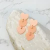 Acrylic Triple Heart Dangle Earrings - Blush
