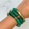 Acrylic Tube Stretch Bracelet Set - Emerald Green