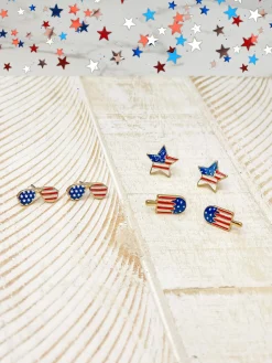 American Flag Star Signature Enamel Studs by Prep Obsessed
