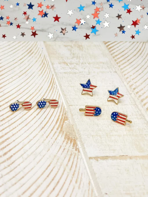 American Flag Star Signature Enamel Studs by Prep Obsessed