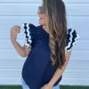 Angie Ric-Rac Top - Navy by Mud Pie