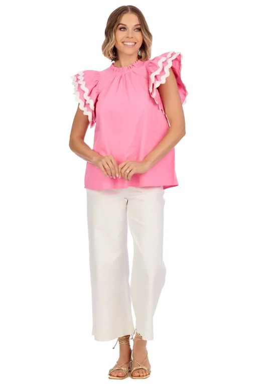 Angie Ric-Rac Top - Pink by Mud Pie