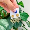 Animal Print Heart Statement Dangle Earrings - Olive