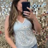 Applique Heart Peace Tank by POL - Clear Sky