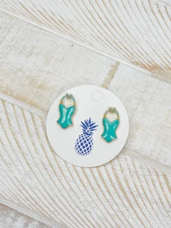 Aqua Swimsuit Signature Enamel Studs by Prep Obsessed