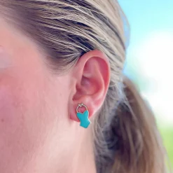 Aqua Swimsuit Signature Enamel Studs by Prep Obsessed