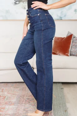 Arlo High Rise Button-Fly Straight Jeans by Judy Blue