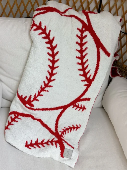 Baseball Print Cozy Throw Blanket