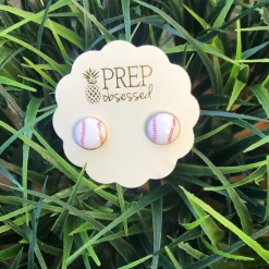 Baseball Signature Enamel Studs by Prep Obsessed