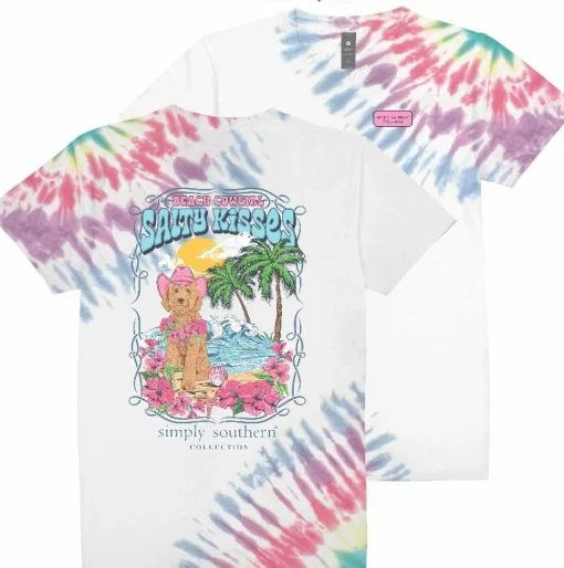 'Beach Cowgirl, Salty Kisses' Short Sleeve Tie Dye Tee by Simply Southern