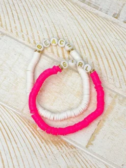 'Beach Girl' Disc Stretch Bracelet Set
