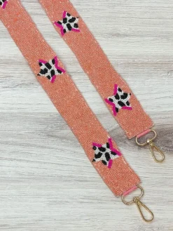 Beaded Purse Strap - Cow Print Stars