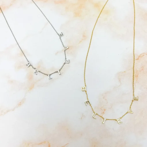 'Believe' Sentiment Chain Necklace - Gold