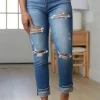Belinda High Rise Distressed Straight Jeans