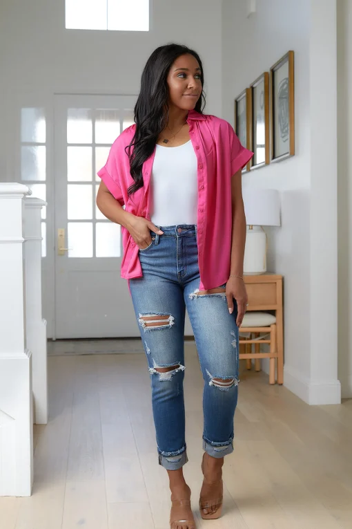 Belinda High Rise Distressed Straight Jeans