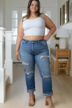 Belinda High Rise Distressed Straight Jeans