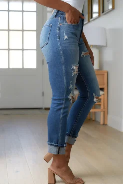 Belinda High Rise Distressed Straight Jeans