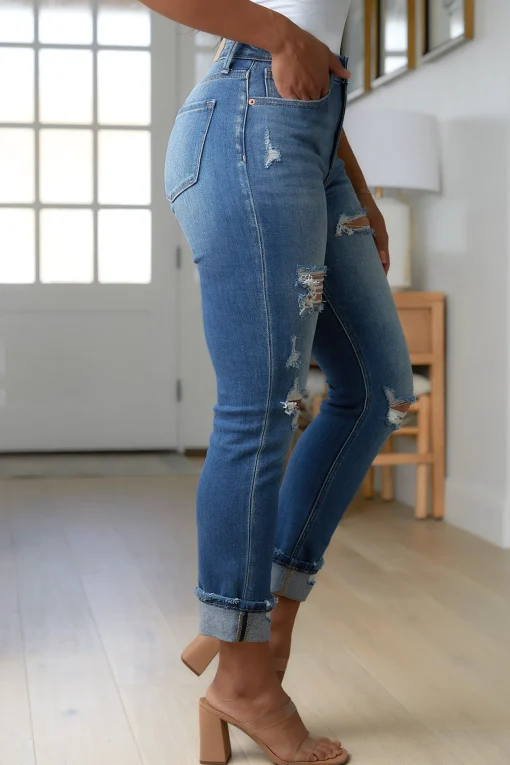 Belinda High Rise Distressed Straight Jeans