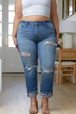 Belinda High Rise Distressed Straight Jeans