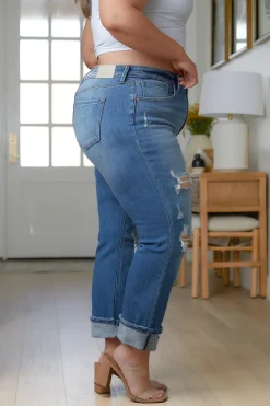 Belinda High Rise Distressed Straight Jeans