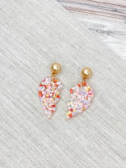 Best Friends Forever Confetti Heart Dangle Earrings