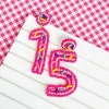 '15' Birthday Beaded Dangle Earrings