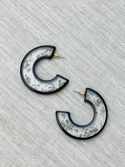 Black Gold Fleck Hoop Earrings
