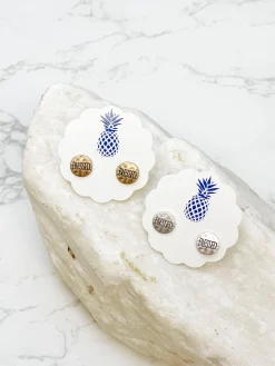'Blessed' Sentiment Stud Earrings - Gold