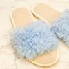 Blue Faux Fur Slippers