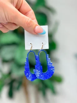 Bold Seed Bead Dangle Earrings - Blue