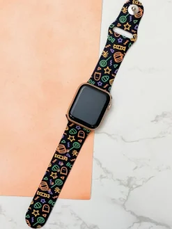 'BOO' Neon Printed Silicone Smart Watch Band