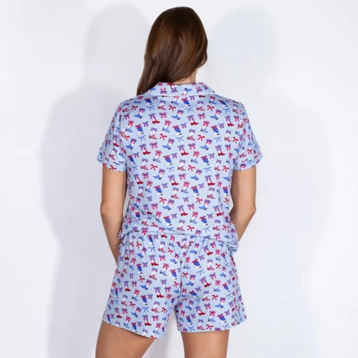 Boots n' Bows Short Sleeve Button Up Sleep Shirt