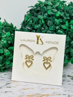 Bow Heart Earrings by Lauren Kenzie
