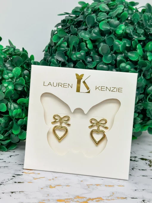 Bow Heart Earrings by Lauren Kenzie