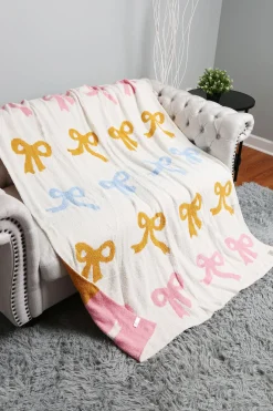 Bow Print Cozy Throw Blanket