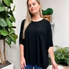 Boxy Raglan Pocket Tee by POL - Black