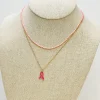 Breast Cancer Ribbon Pendant Necklace Set