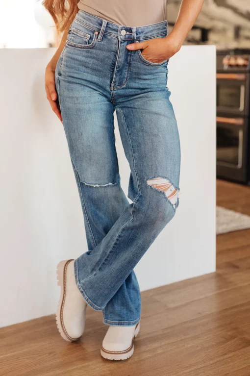Bree High Rise Control Top Distressed Straight Jeans by Judy Blue