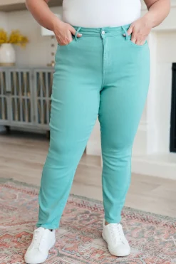 Bridgette High Rise Garment Dyed Slim Jeans in Aquamarine by Judy Blue