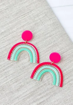 Bright Rainbow Drop Earrings