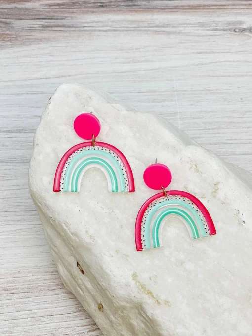 Bright Rainbow Drop Earrings