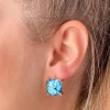 Butterfly Glass Stud Earrings - Blue