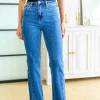 Caitlin High Rise Split Hem Straight Jeans by Risen