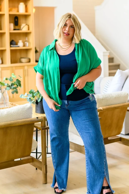 Caitlin High Rise Split Hem Straight Jeans by Risen