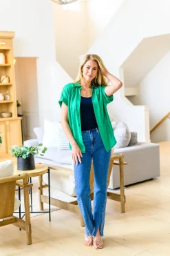 Caitlin High Rise Split Hem Straight Jeans by Risen